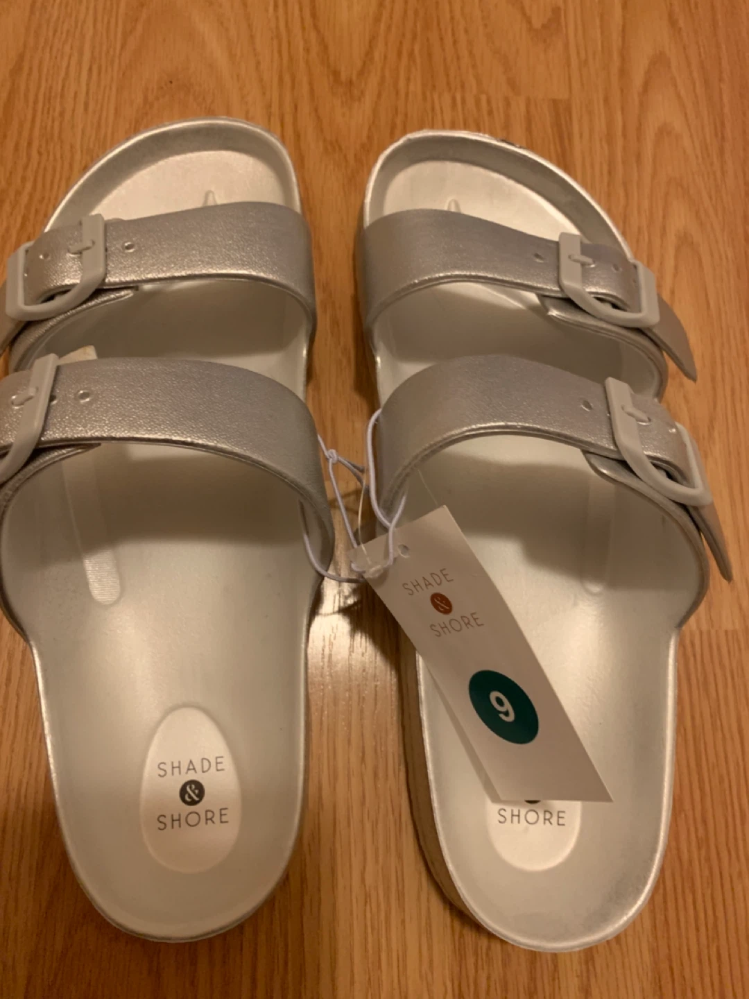 Shade & Shore Women's Silver Slide Sandals Size 9 - photo 2