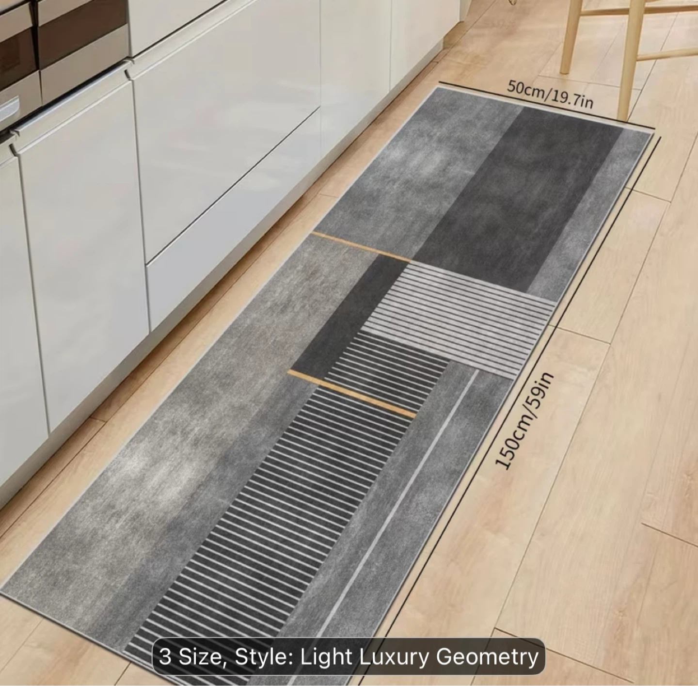 3 pcs Light Luxury Geometric Kitchen Runner Rug - photo 2