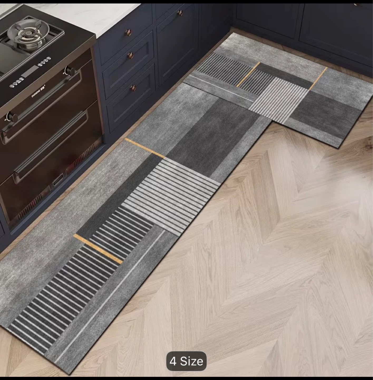 3 pcs Light Luxury Geometric Kitchen Runner Rug - photo 5