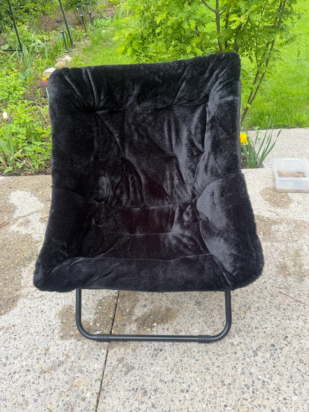 Black Plush Moon Chair