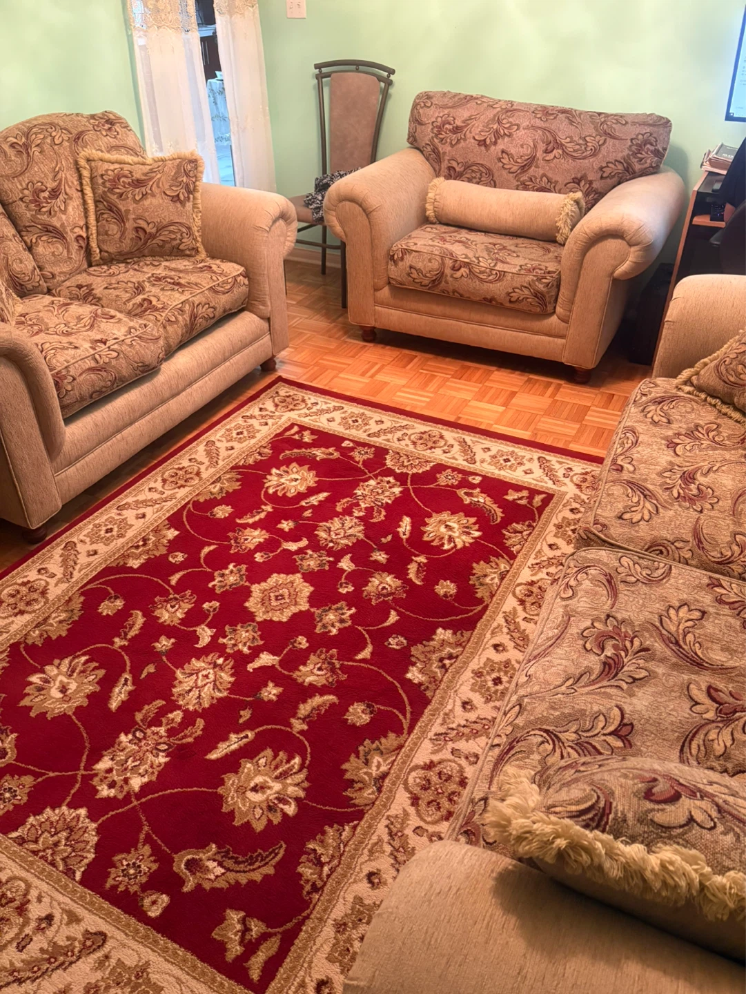 Floral Pattern Sofa and Armchair Set 3 Piece - photo 2