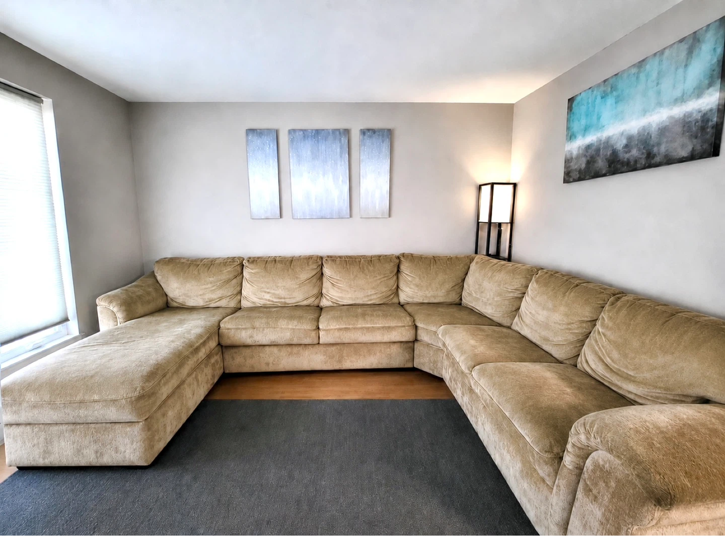 Delivery Available OBO L Shaped Sectional Sofa - Beige