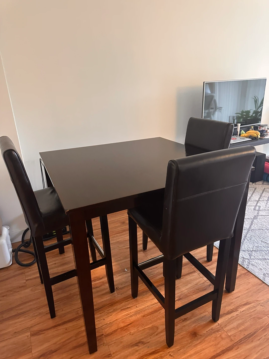 Solid Wood Bar-Height Dining Table with 3 Chairs