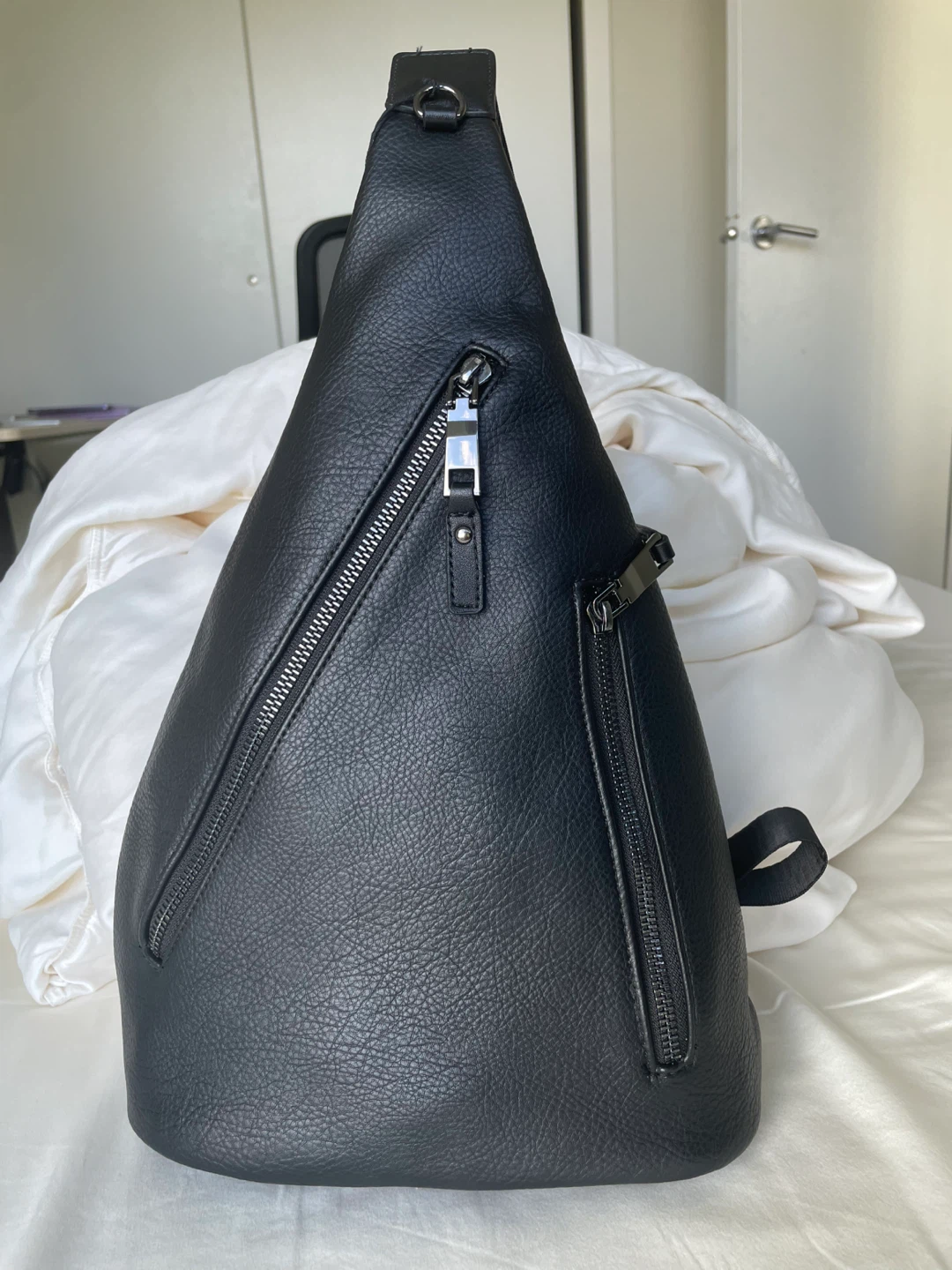 NEW Black Faux Leather Sling Bag