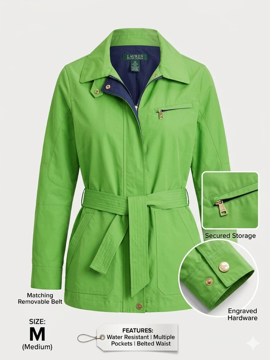 Lauren Ralph Lauren Women's Green Utility Jacket Size M