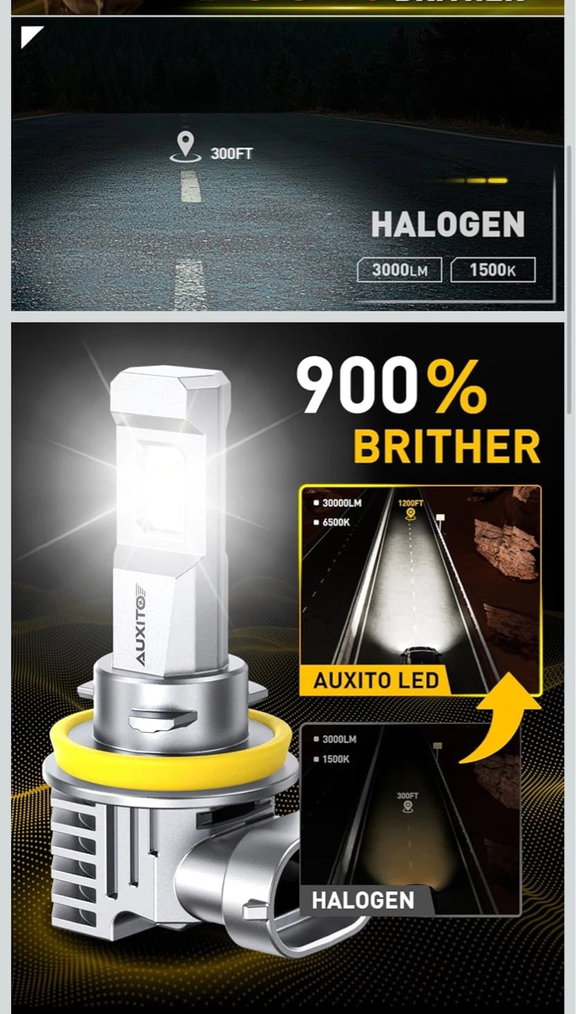 AUXITO H11 LED Bulbs 6500K White