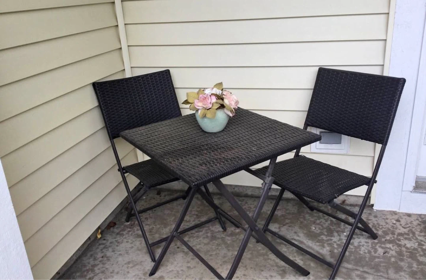 Rattan Square Outdoor Bistro Set with Folding Design - photo 2