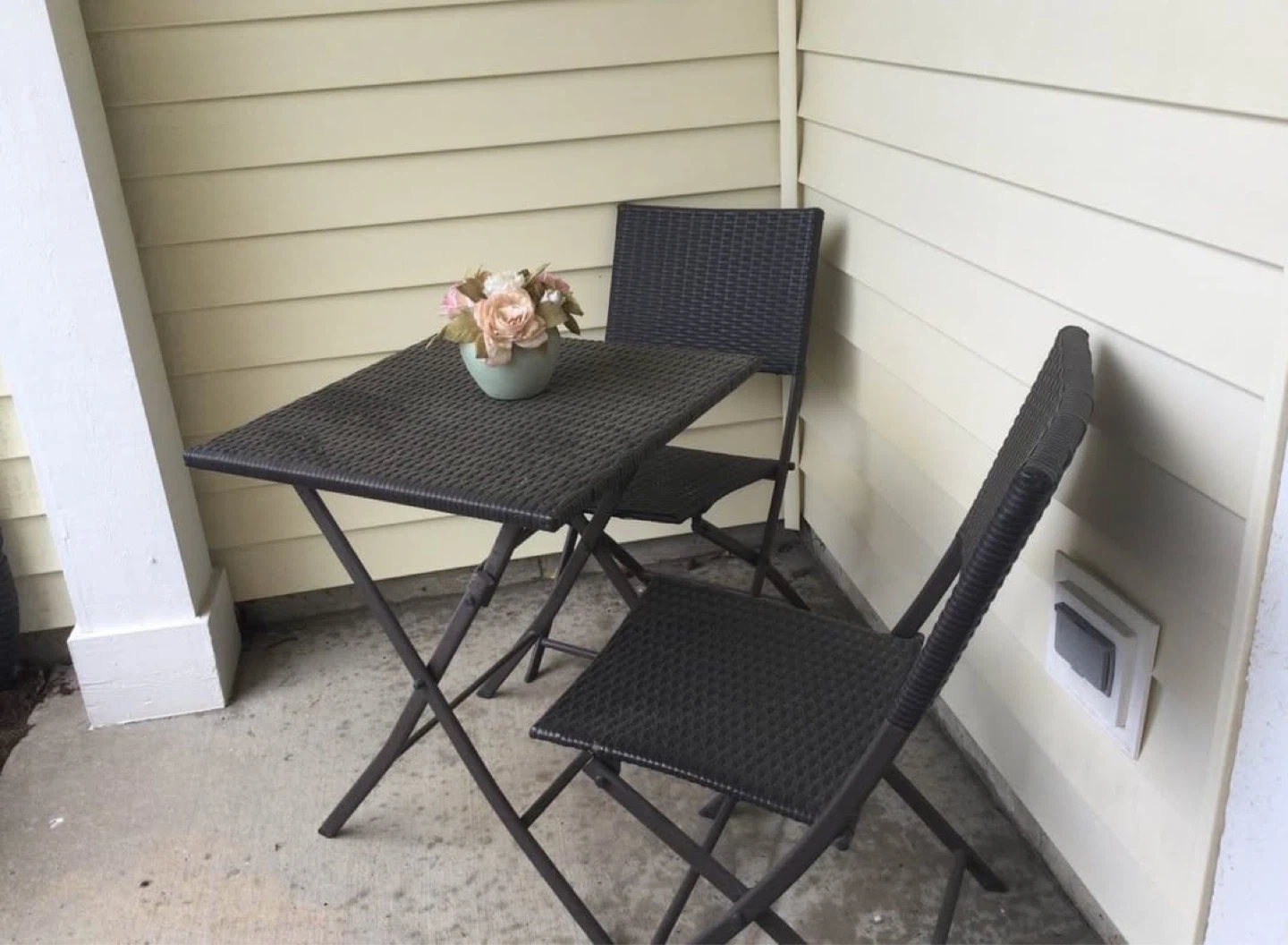 Rattan Square Outdoor Bistro Set with Folding Design