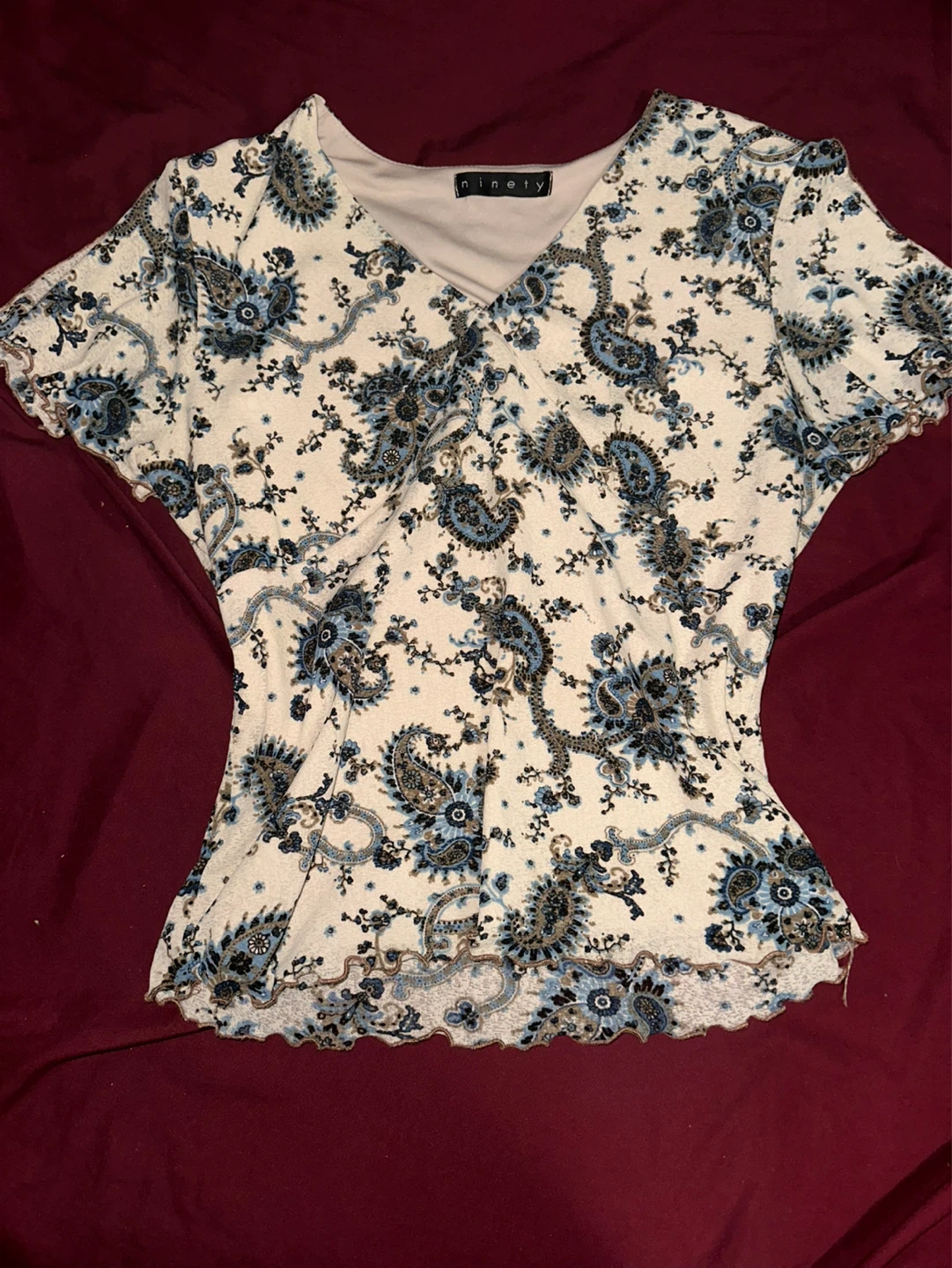 Y2k paisley print short sleeve top