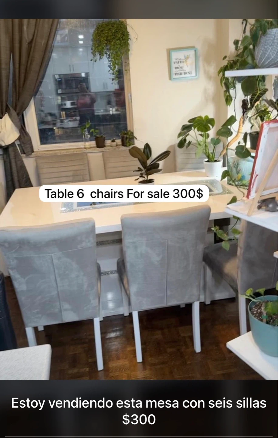 White Dining Table with 6 Chairs