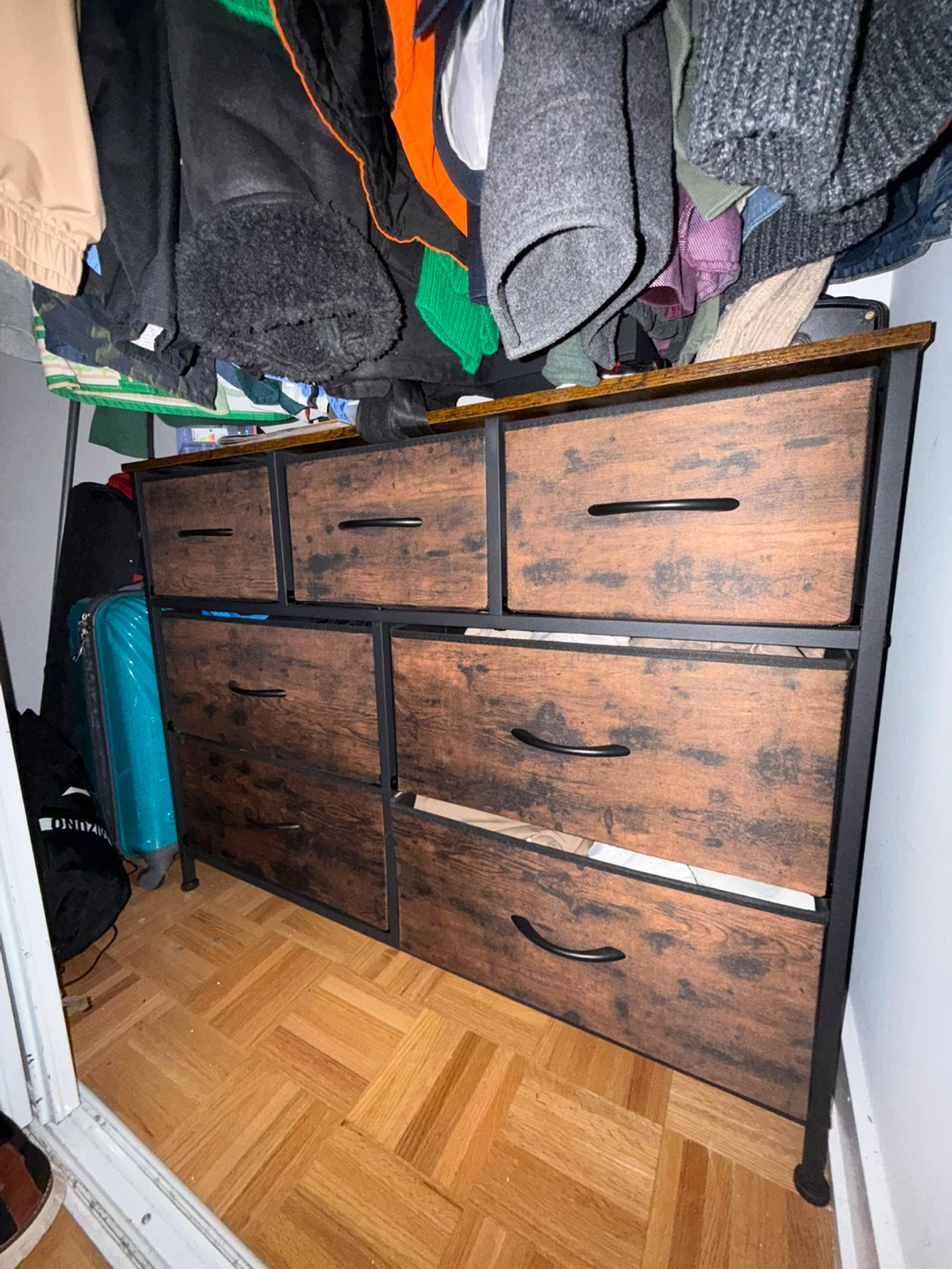 7 Drawer Dresser with Rustic Wood Finish