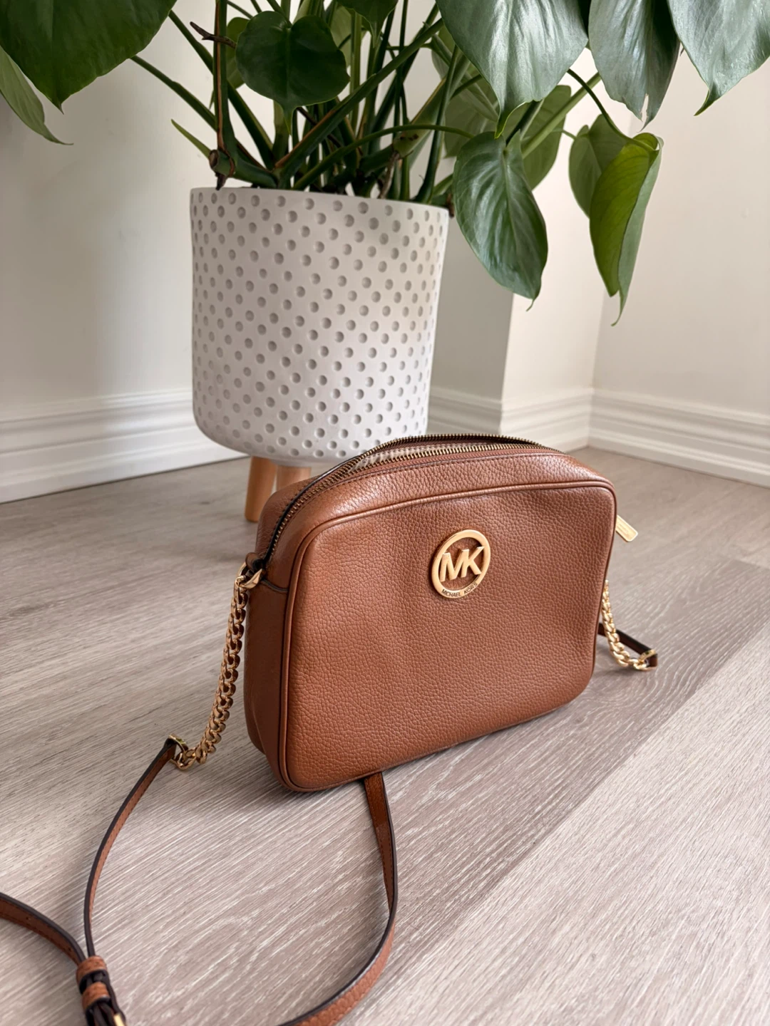Michael Kors Brown Leather Crossbody Bag