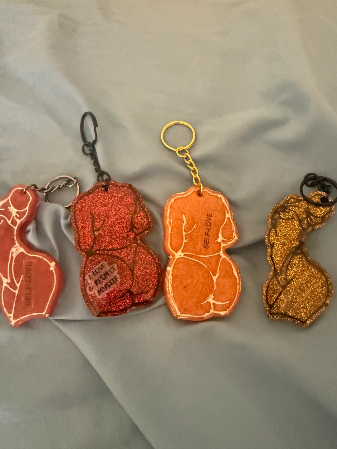 Body Positive Glitter Resin Keychains - Set of 4