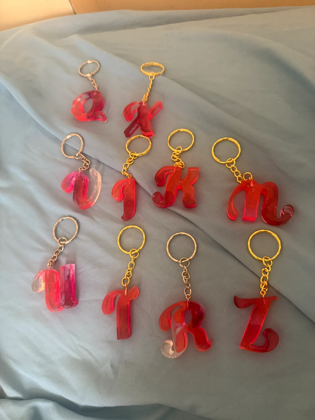 Red Script Letter Keychain