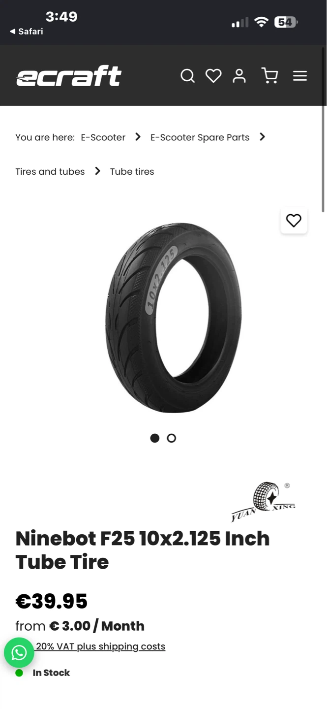 Ninebot 10x2.125 Inch Tube Tire - photo 2