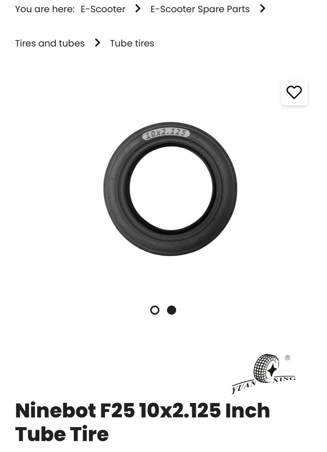 Ninebot 10x2.125 Inch Tube Tire