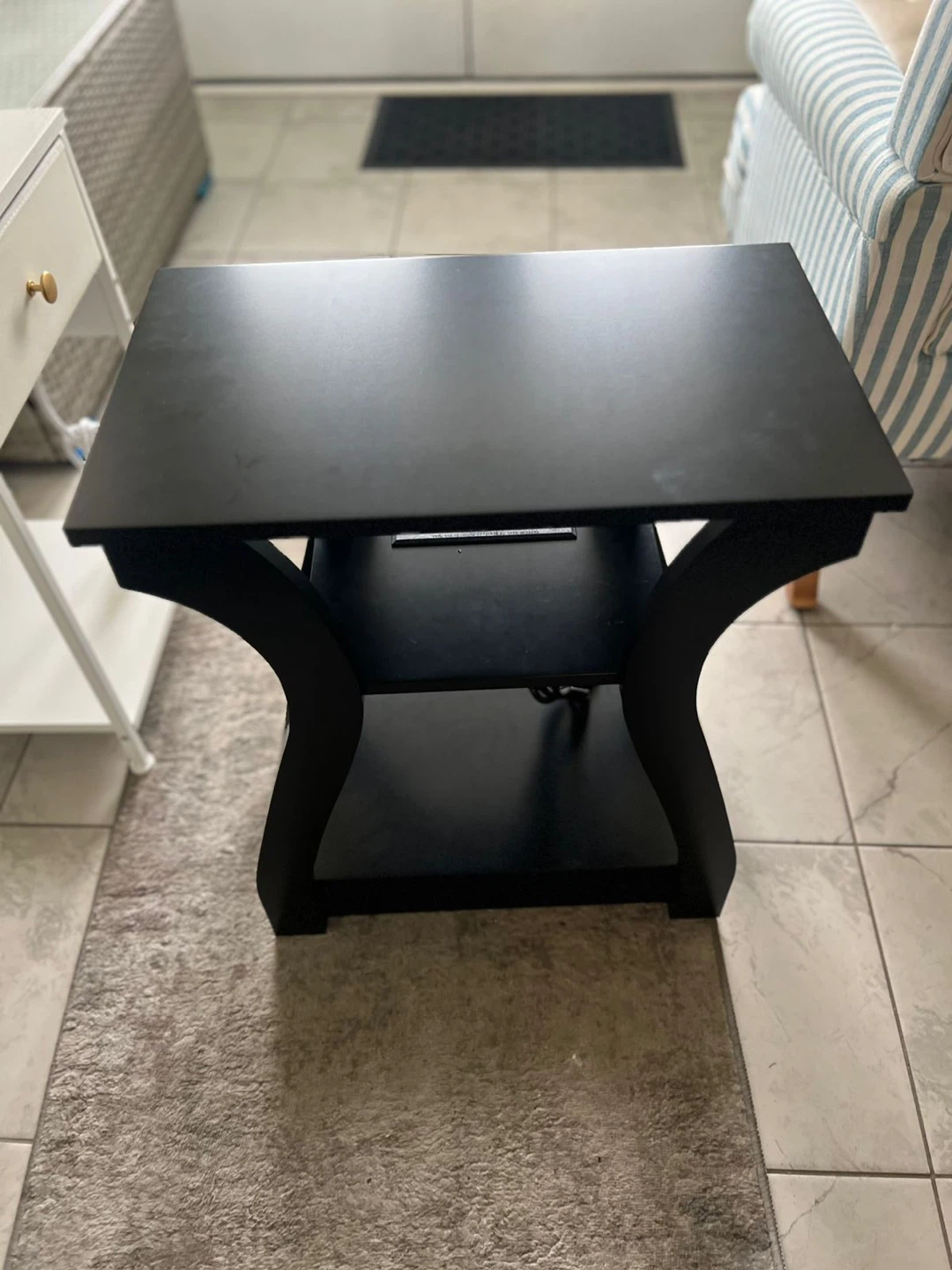 Black End Table with Built-in Outlet and USB Ports - photo 3