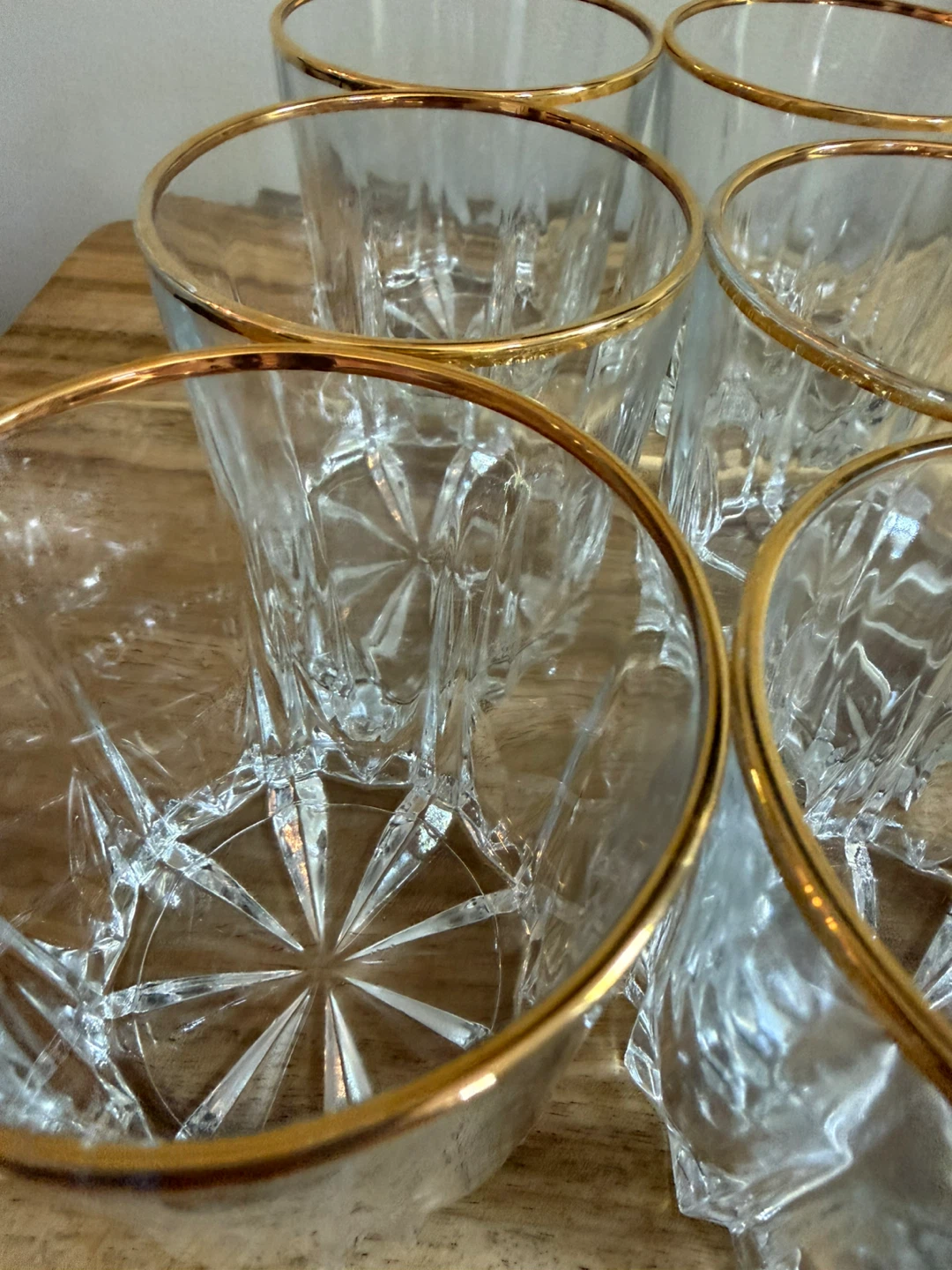 Set of 6 Clear Crystal Whiskey Glasses with Gold Rim - photo 3