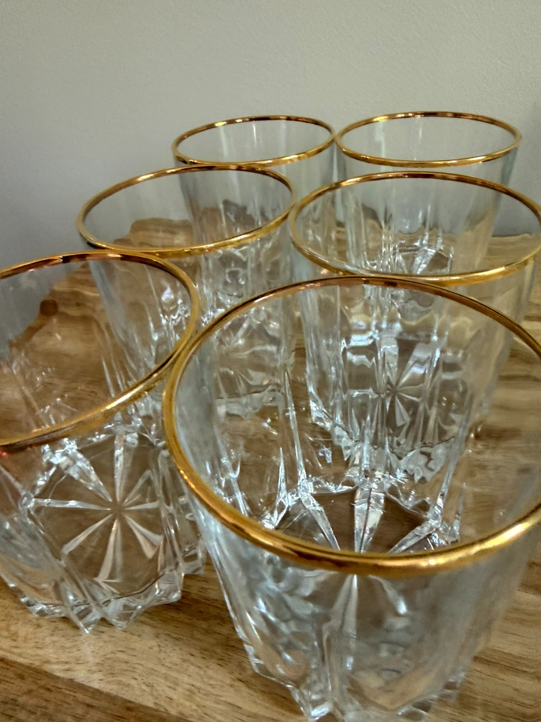 Set of 6 Clear Crystal Whiskey Glasses with Gold Rim - photo 2