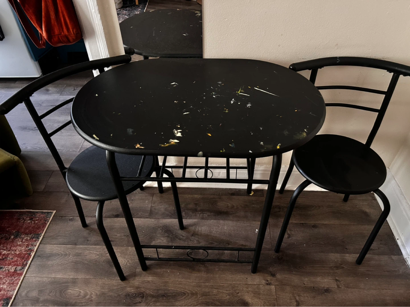 3 Piece Dining Set Black Bistro Table and Chairs