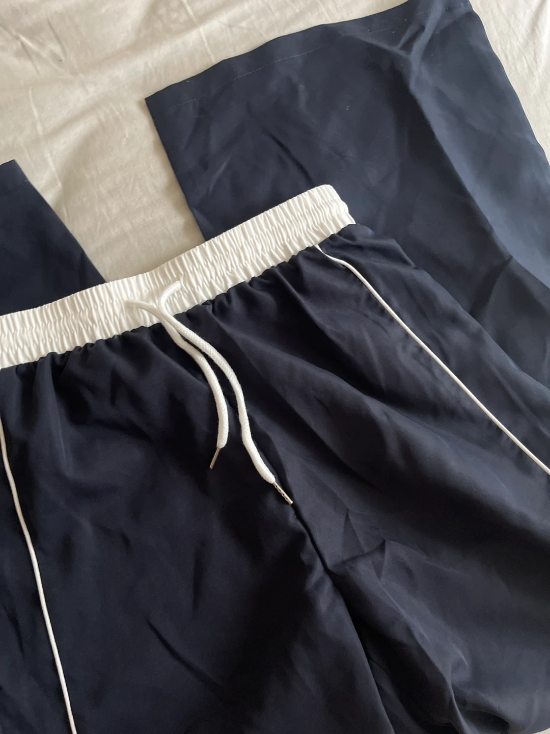 Navy Blue Wide-Leg Track Pants - photo 2