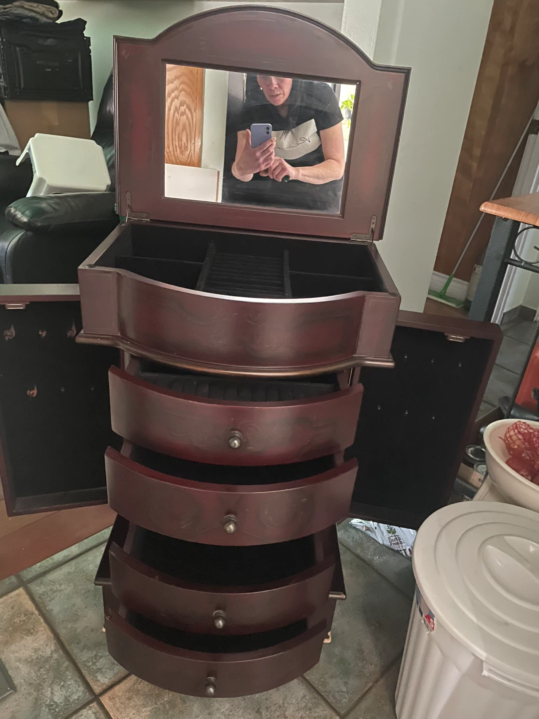 Wooden Jewelry Armoire with Mirror - photo 5