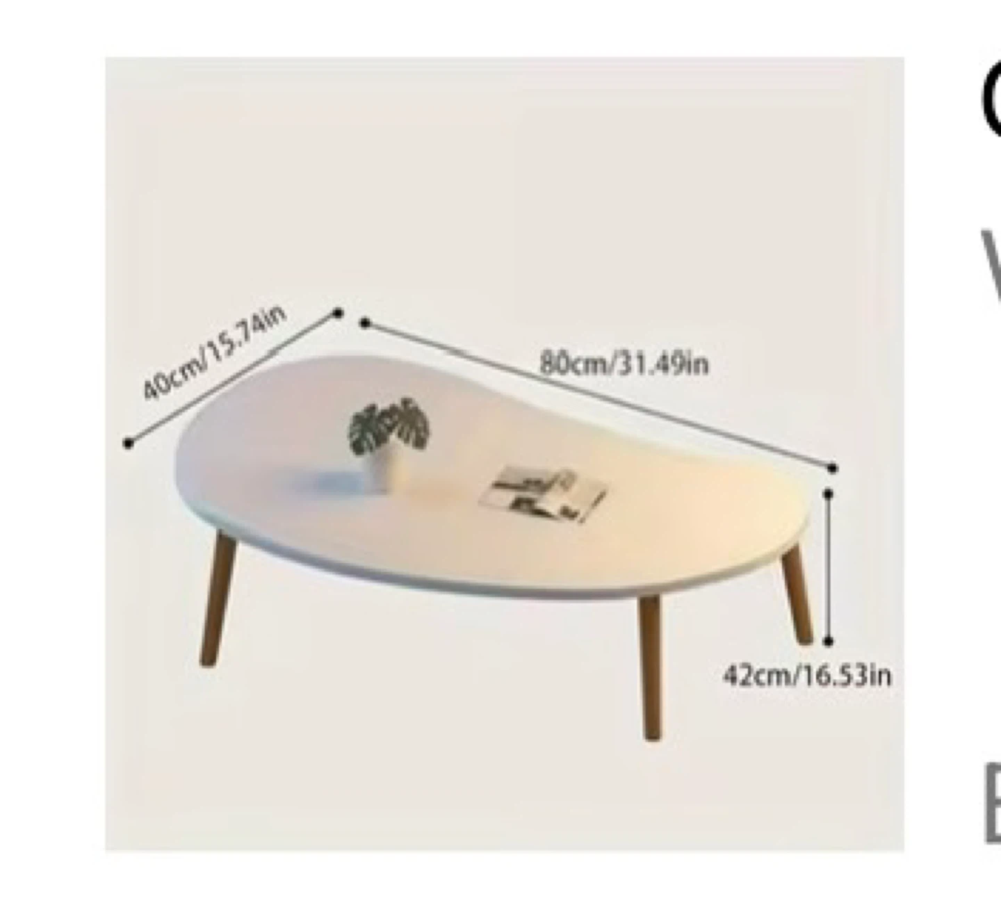 Modern White Kidney Bean Coffee Table - photo 2