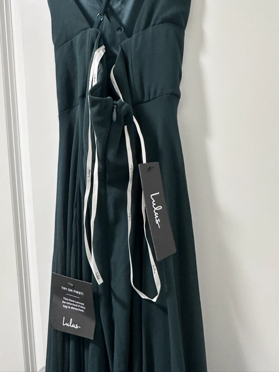 XXS Lulus Dark Green Maxi Dress with High Slit, Backless - photo 4