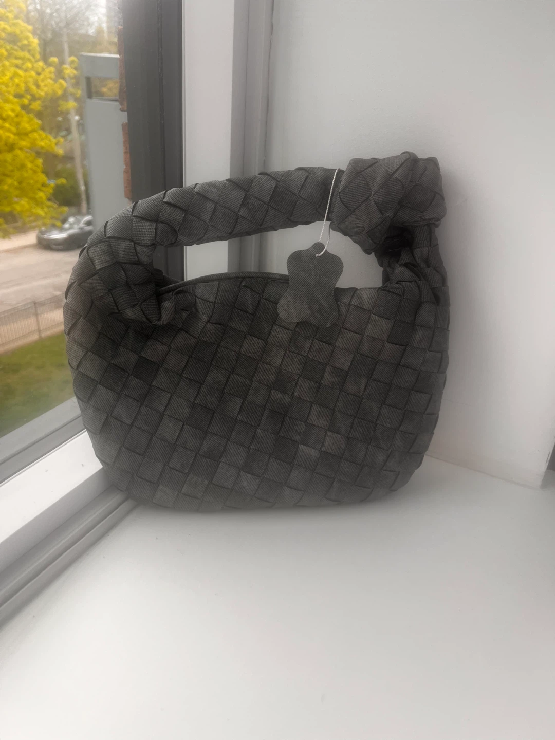 Grey Woven Handbag with Knot Handle - photo 4