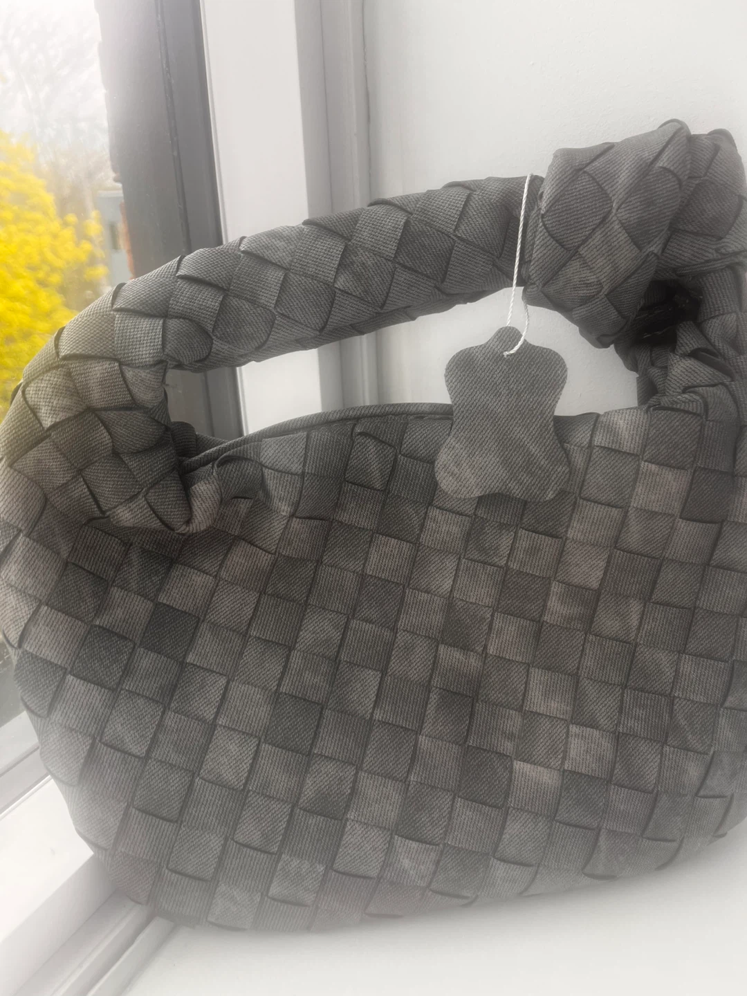 Grey Woven Handbag with Knot Handle - photo 5