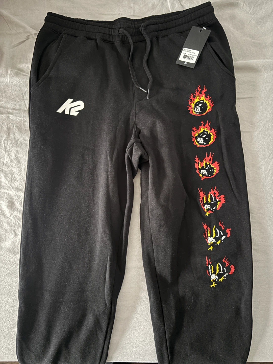 K2 Black Sweatpants with Graphic Print