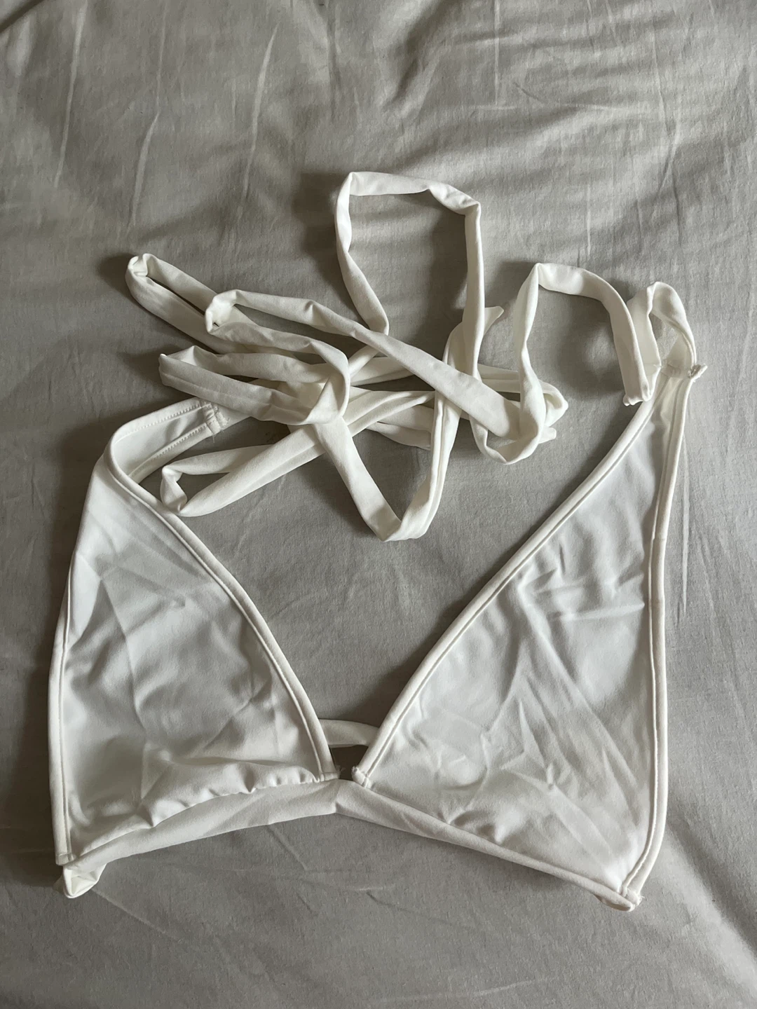 White Halterneck Bikini Top