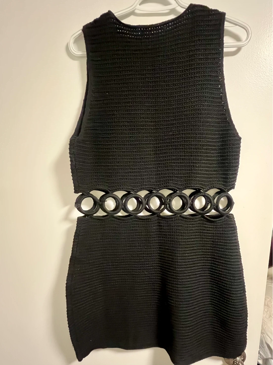 Black Crochet Ring Detail Mini Dress Size L,M,S - photo 2