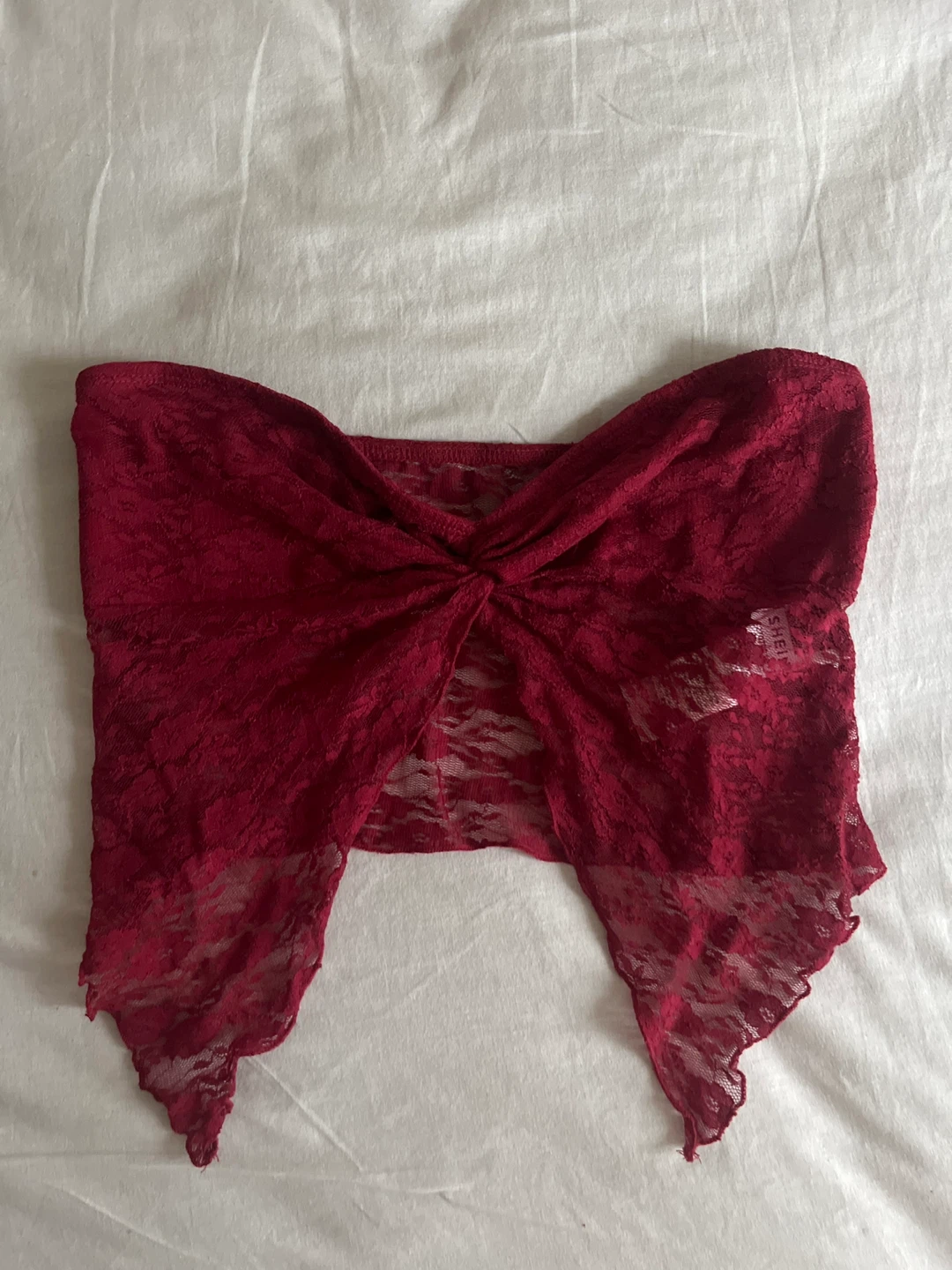 Red Lace Twist Front Tube Top