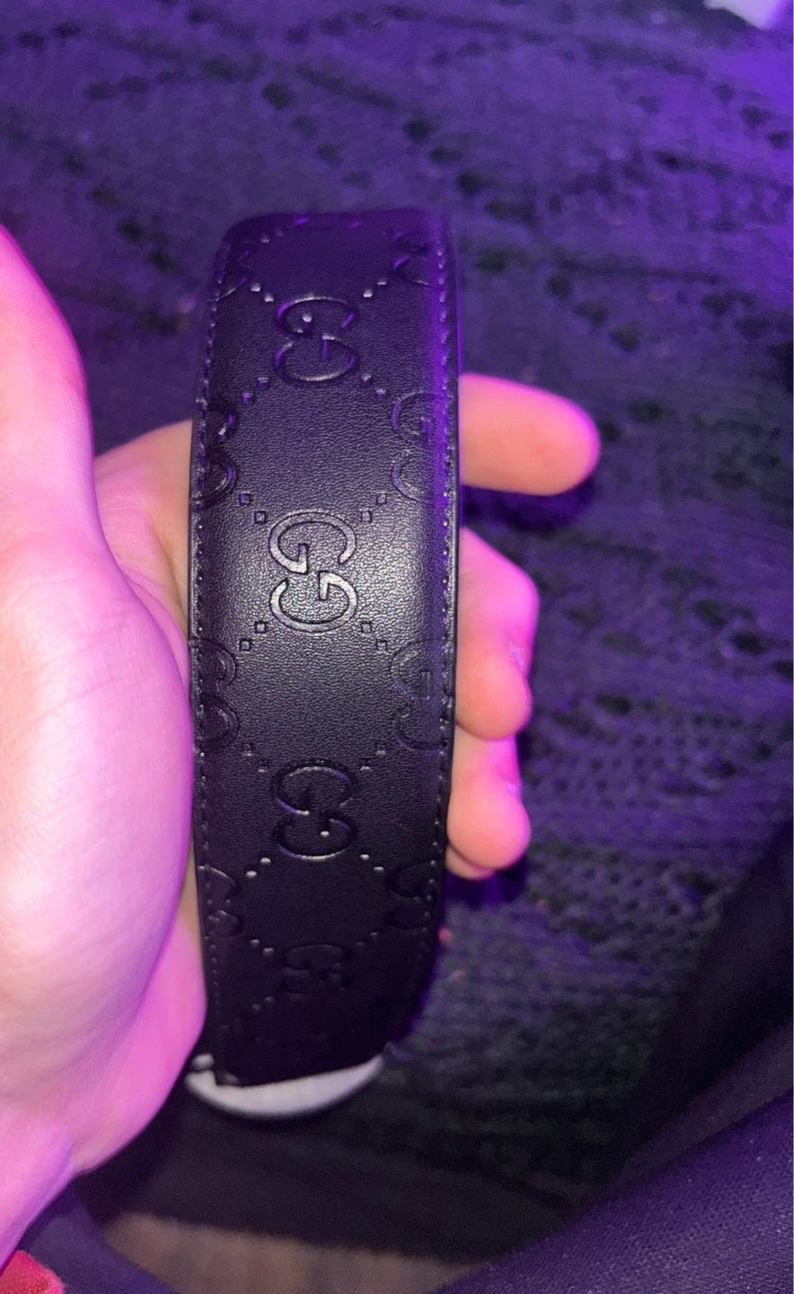 Gucci Black Monogram Belt