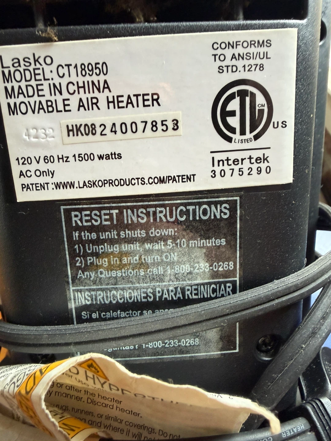 Lasko CT18950 Movable Air Heater - photo 2