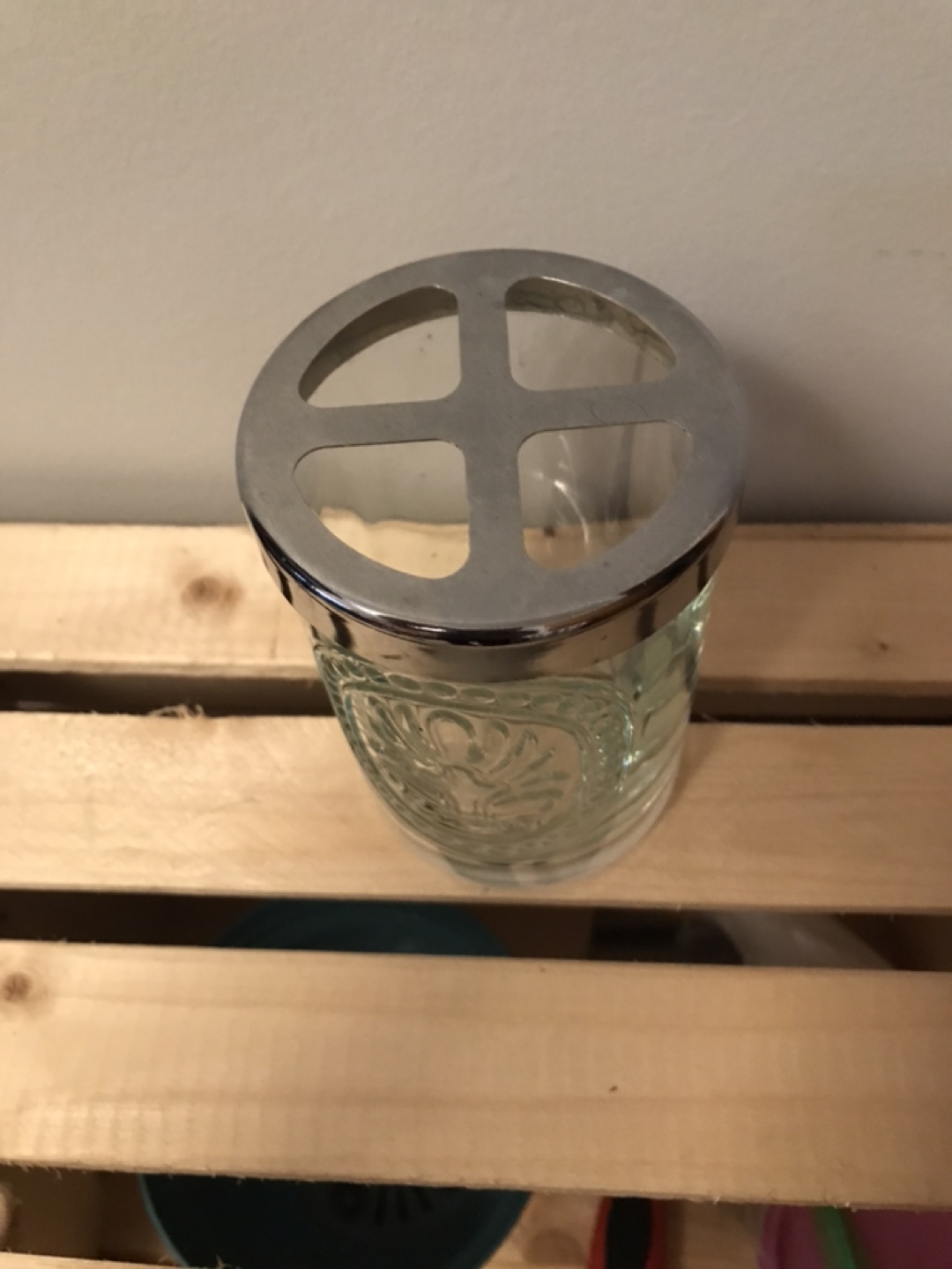 Glass Toothbrush Holder with Metal Top - photo 2