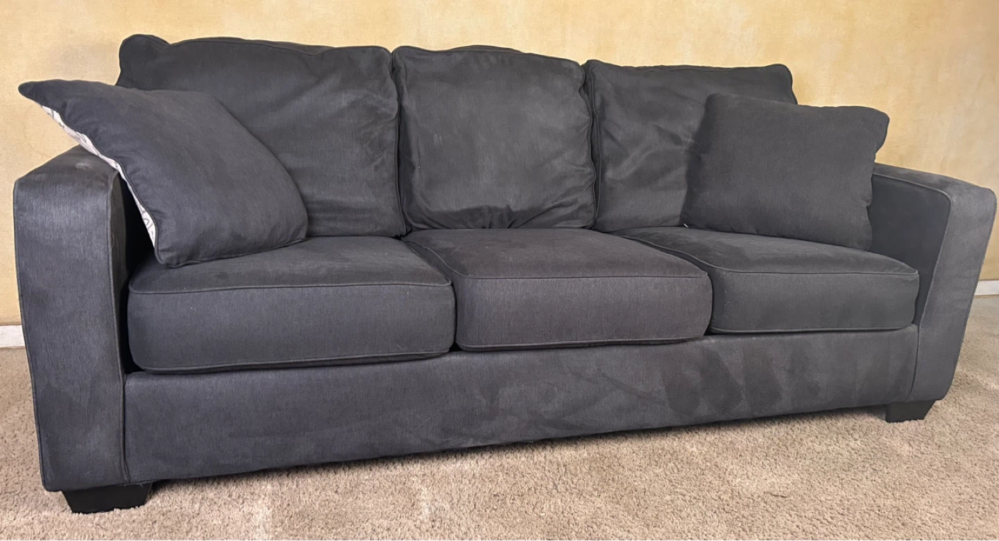 DELIVERY AVAILABLE! CHARCOAL FABRIC SOFA SET FOR $450! - photo 2