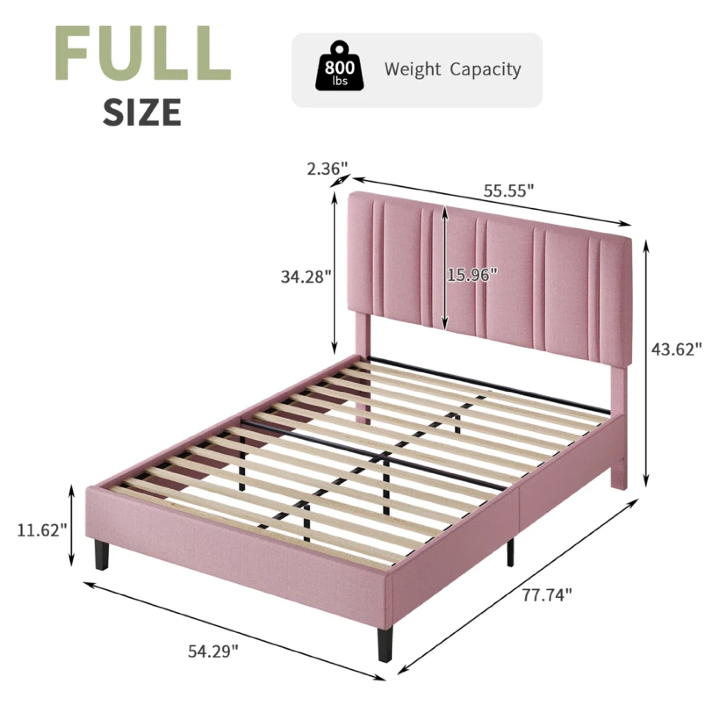 Double headboard, platform beds with wooden slat support