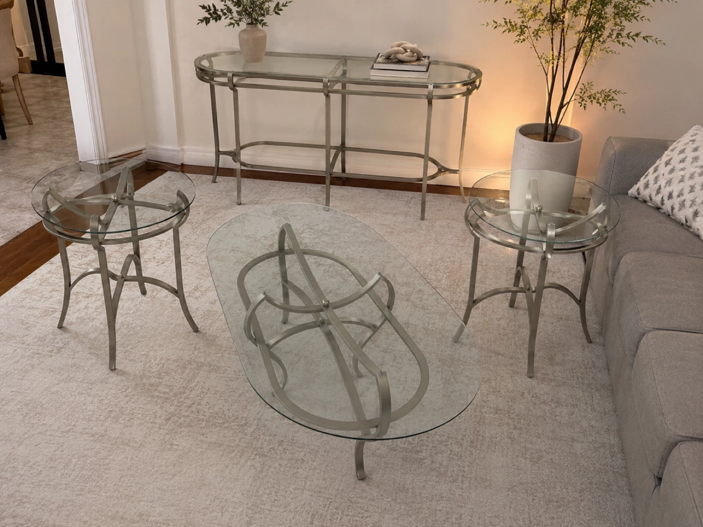 Glass and Metal Coffee Table