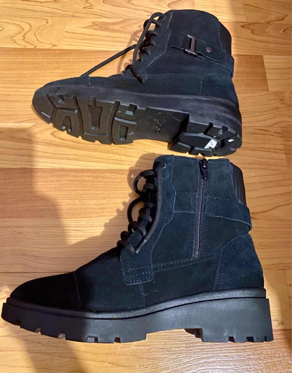 Clarks Black Suede Lace-up Boots with Side Zip - photo 2