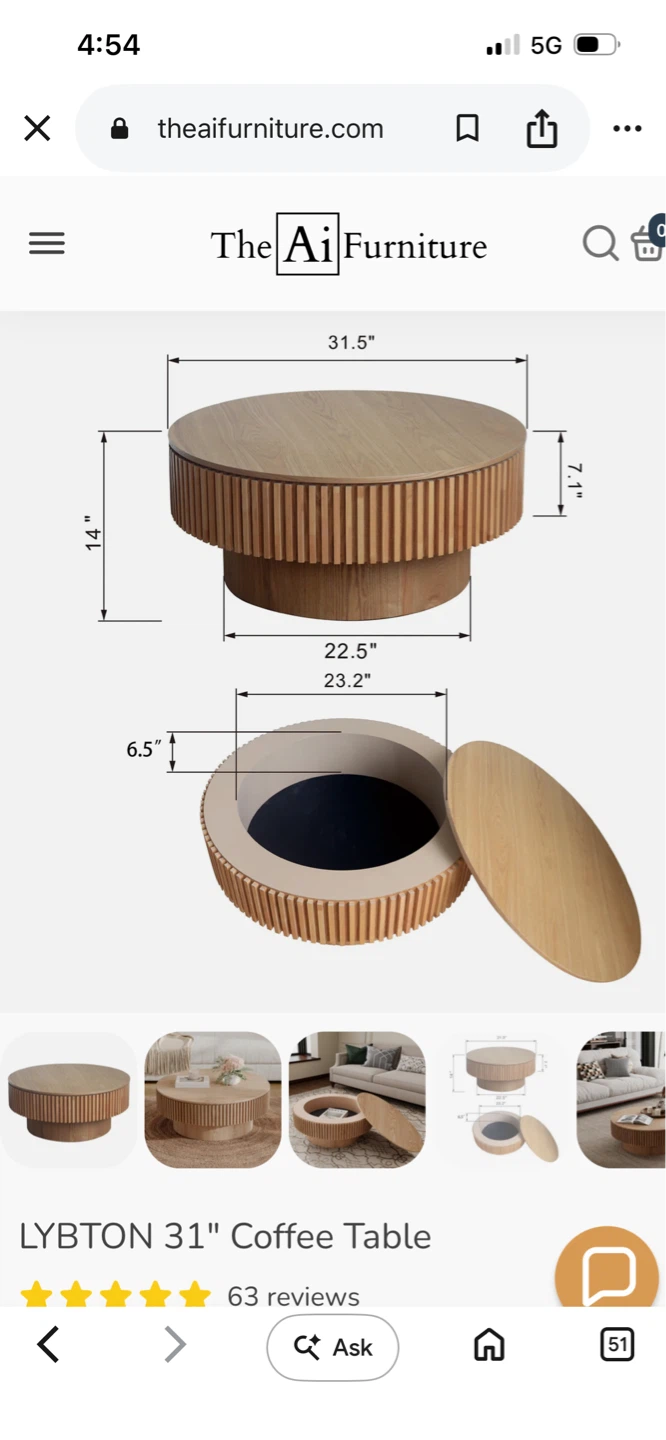 New The Ai Furniture Lybton 31" Coffee Table - photo 4
