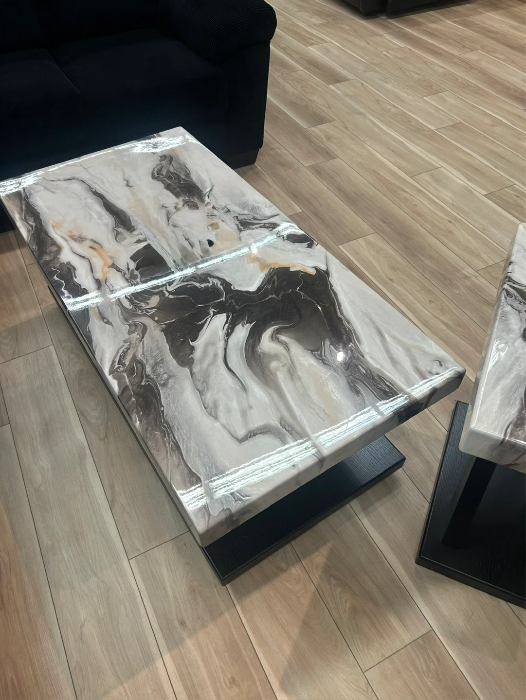 Modern End Table and Coffee Table Set with Marble Top - photo 2