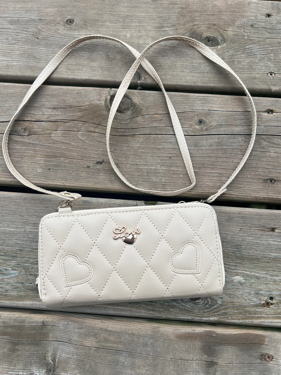 NEW Cream Quilted Wallet with "Love" Accent
