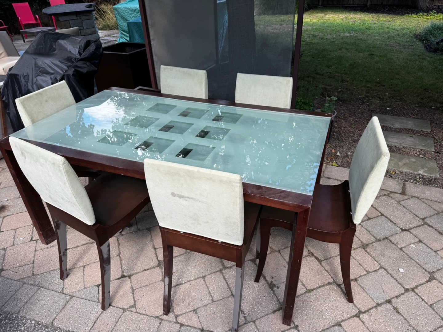 Glass Top Dining Table with 6 Chairs - photo 2