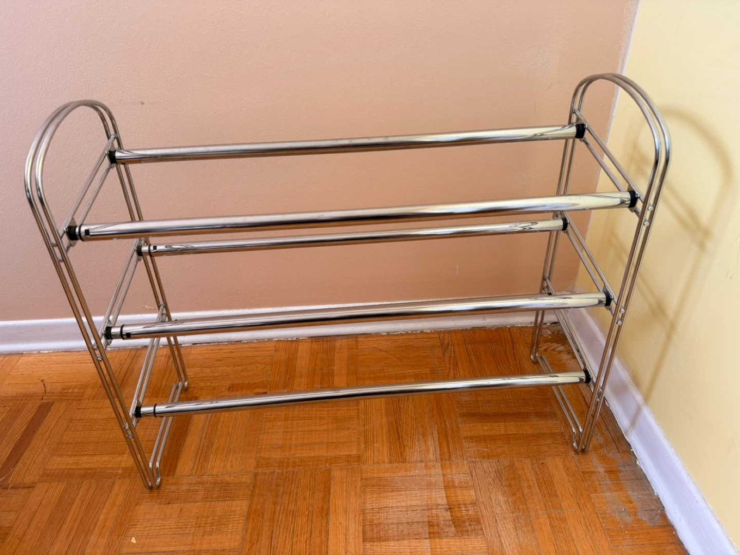 Expandable 3-Tier Chrome Shoe Rack