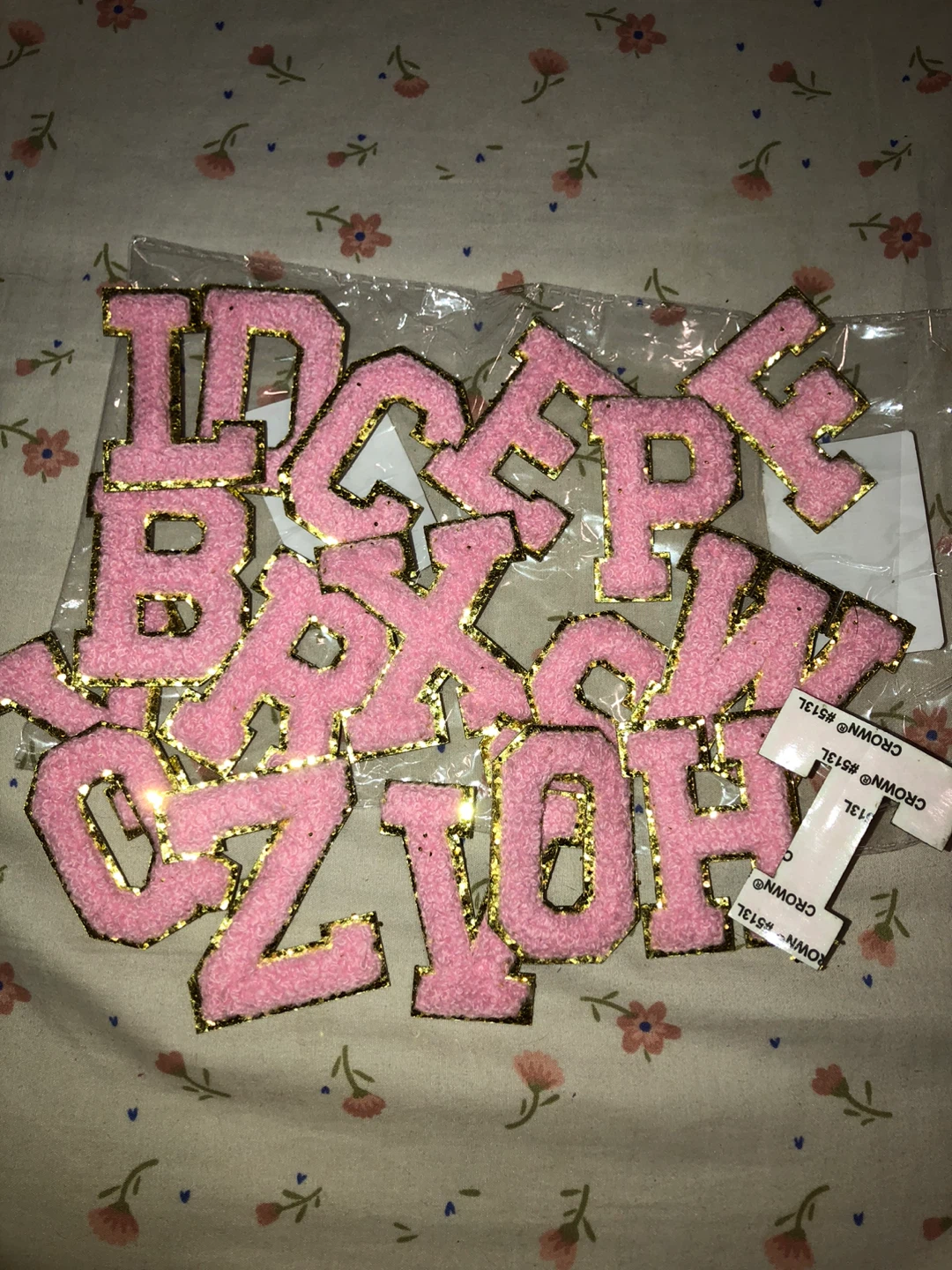 Pink & Gold Letters Appliques