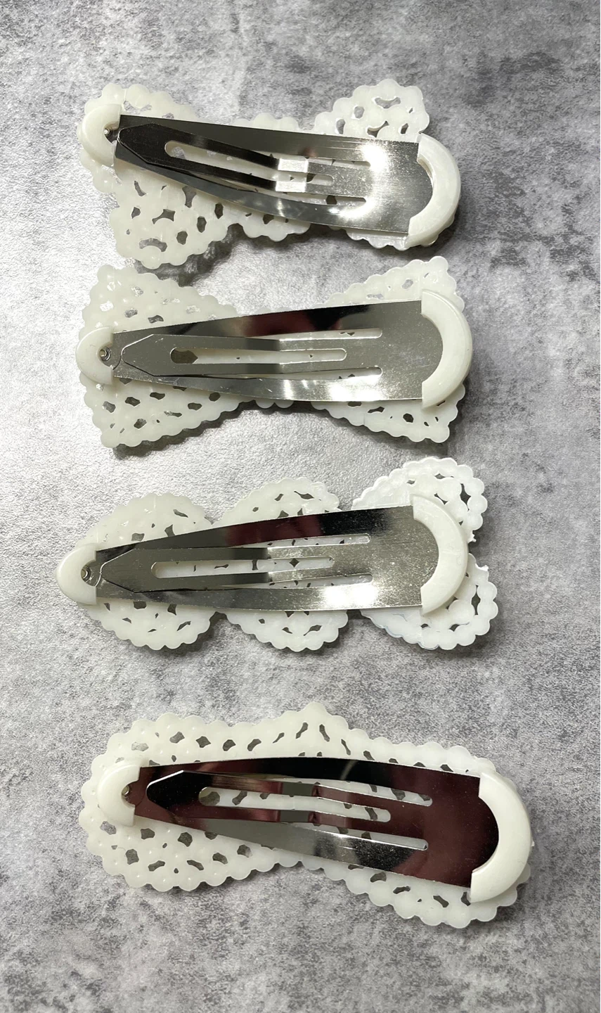 Set of 4 White Pearl Bow Hair Clips - photo 4