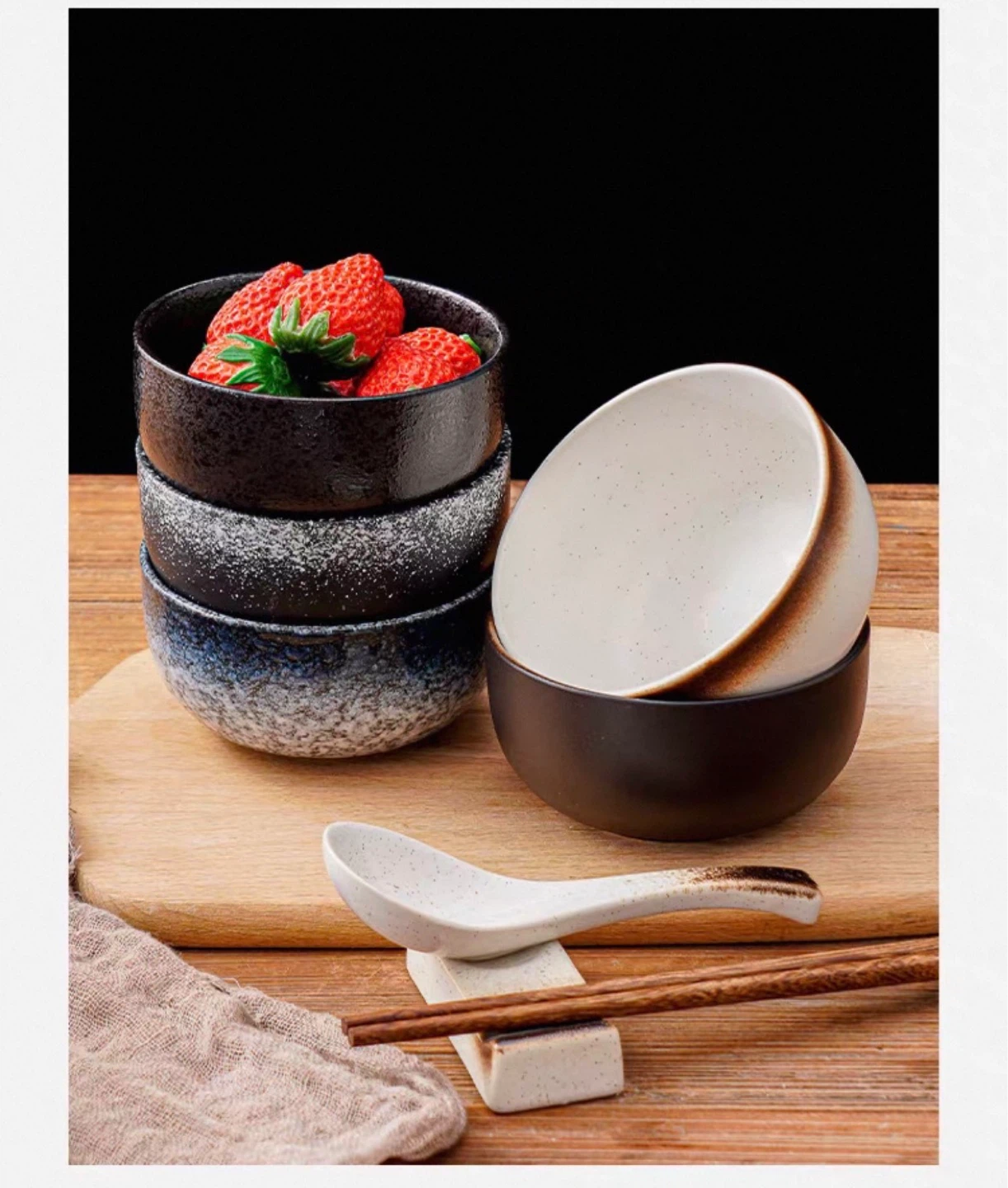 4.25” Japanese Ceramic Bowls - High Quality (Set of 2)