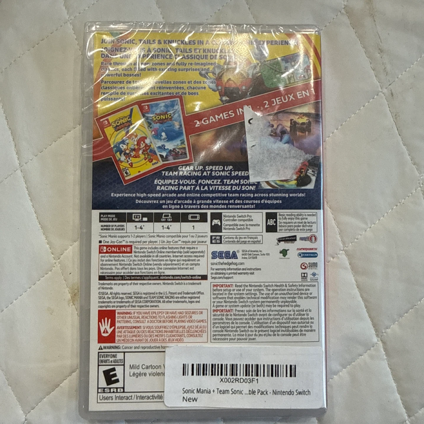 Nintendo Switch Sonic Mania & Team Sonic Racing Double Pack - photo 2